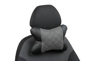 Pagalvėlė kaklui-Juoda+pilka-Alkantara (rombas)