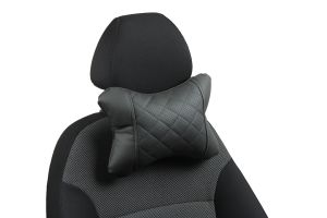 Pagalvėlė kaklui-Tamsiai pilka+tamsiai pilka-Eko oda (rombas)